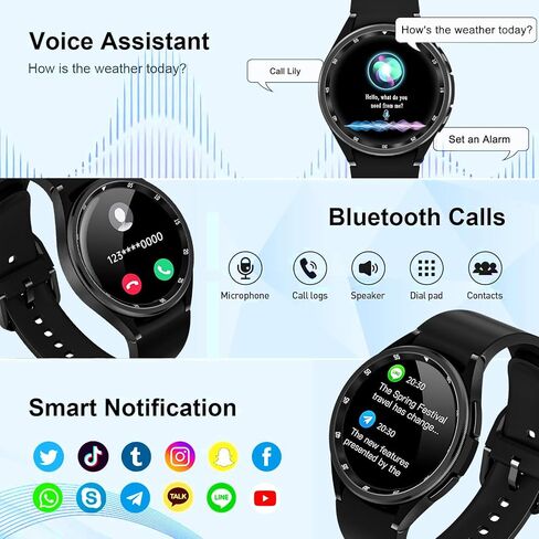 Smart Watch for Men Bluetooth Calling Text Messaging Military Smartwatch for Men Outdoor Waterproof Tactical Smartwatches Health Finess Tracker Black Silicone Wristwatch in Saudi Arabia