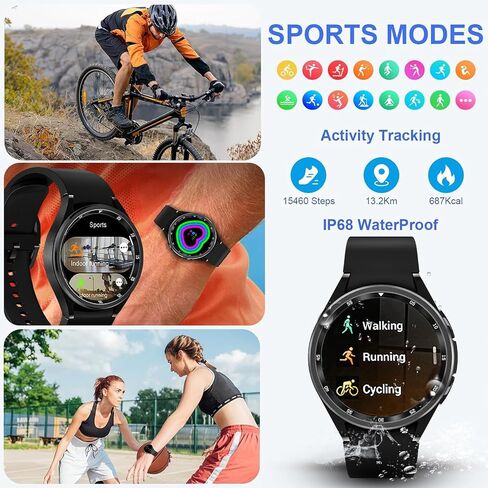 Smart Watch for Men Bluetooth Calling Text Messaging Military Smartwatch for Men Outdoor Waterproof Tactical Smartwatches Health Finess Tracker Black Silicone Wristwatch in Saudi Arabia
