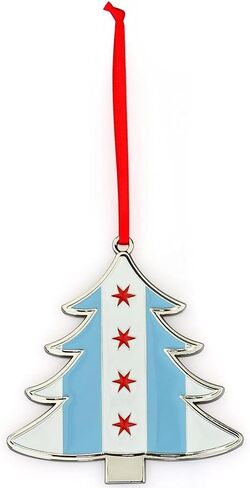 City of Chicago Flag Snowflake Christmas Ornament in Saudi Arabia