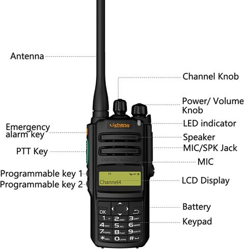 LISHENG DM-R89 راديو احترافي ثنائي الاتجاه، DMR رقمي وأجهزة اتصال لاسلكية رقمية تناظرية مزدوجة الوضع. راديو رقمي ثنائي الاتجاه بنطاق تردد 70 سم مع شاشة عرض. (DM-R89-1(2عبوة)) in Saudi Arabia