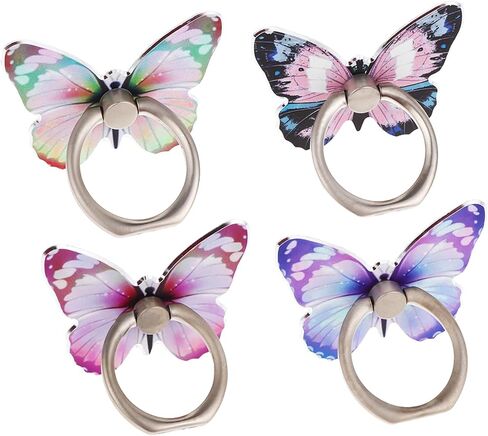 4 Pcs Butterfly Cell Phone Ring Grip Holder, 360° Rotating Metal Hand Phone Stand Holder Butterfly Phone Case Ring Cell Phone Accessories Phone Rings for Back of Phone Butterfly Phone Case in Saudi Arabia