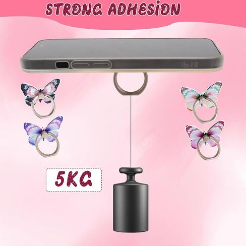 4 Pcs Butterfly Cell Phone Ring Grip Holder, 360° Rotating Metal Hand Phone Stand Holder Butterfly Phone Case Ring Cell Phone Accessories Phone Rings for Back of Phone Butterfly Phone Case in Saudi Arabia