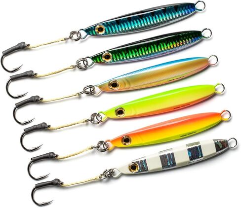 Palomar Fishing Flat Side Ocean Jig Fast Vertical Deep Drop Lure | MUSTAD Hook-Owner Ring | Kevlar Assist Cord|Next-Gen Graphene Paint | US Owned in Saudi Arabia