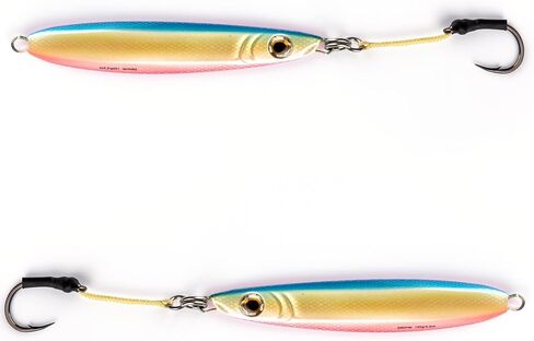 Palomar Fishing Flat Side Ocean Jig Fast Vertical Deep Drop Lure | MUSTAD Hook-Owner Ring | Kevlar Assist Cord|Next-Gen Graphene Paint | US Owned in Saudi Arabia