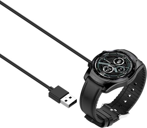 Charger Compatible with Ticwatch E3 Replacement Charging Cable Dock Cord Station USB Cradle Adapter Accessories for Ticwatch E3& Ticwatch Pro3 Smartwatch - Black (Black) in Saudi Arabia