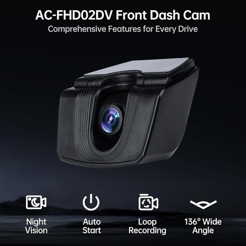 كاميرا AC-FHD02DV FHD 1080P على لوحة القيادة DVR، تشغيل مسار GPS، زاوية واسعة 136 درجة، WDR، رؤية ليلية، وضع انتظار السيارة على مدار 24 ساعة، مستشعر G، تسجيل حلقي، مقاوم للانقطاع، يدعم 128 جيجابايت بحد أقصى، فقط لسلسلة X10 in Kuwait