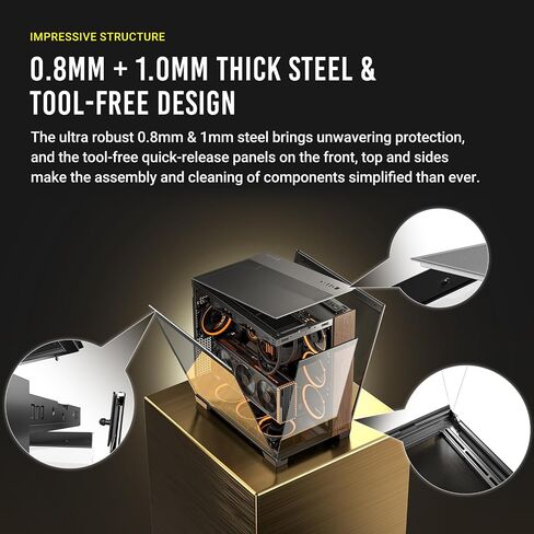 Antec C8 Wood, Fans not Included, Wooden Front Panel, Dual-Chamber Layout, Type-C, 360mm Radiator Support, Seamless TG Front & Side Panels, RTX 40 Compatible, Full-Tower E-ATX PC Case in Saudi Arabia