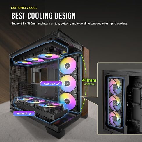 Antec C8 Wood, Fans not Included, Wooden Front Panel, Dual-Chamber Layout, Type-C, 360mm Radiator Support, Seamless TG Front & Side Panels, RTX 40 Compatible, Full-Tower E-ATX PC Case in Saudi Arabia