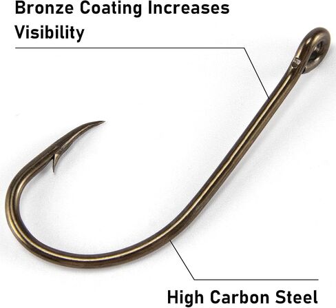 Dr.Fish 100 Pack Beak Hook, Bronze, Reversed Hollow Point, Offset Saltwater J Hooks Live Bait Hooks Striper Bass Flounder Snapper in Kuwait