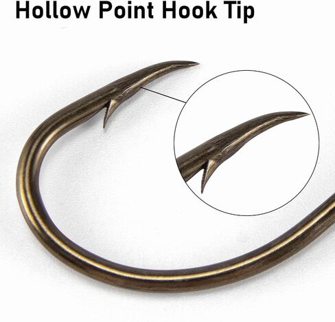 Dr.Fish 100 Pack Beak Hook, Bronze, Reversed Hollow Point, Offset Saltwater J Hooks Live Bait Hooks Striper Bass Flounder Snapper in Kuwait
