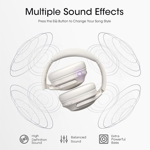 YUMONDEAR Bluetooth Headphones Over Ear, 80H Playtime, HiFi Stereo, 3 EQ | Soft Memory Foam Earpads, Foldable Wireless Headphones, Bluetooth 5.4, ENC Mic, Multipoint Pairing for Home, Office & Travel in Saudi Arabia