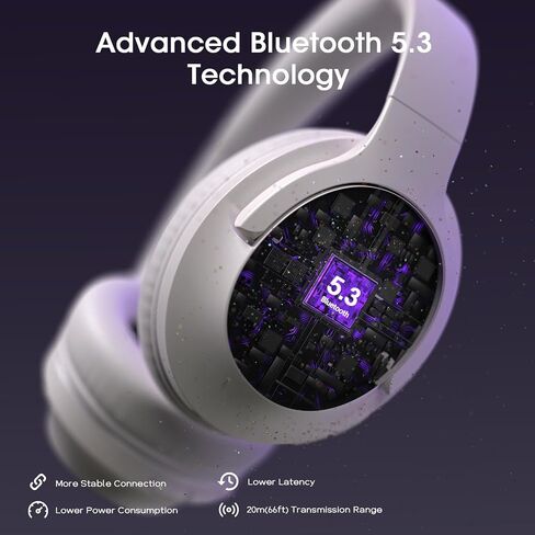 YUMONDEAR Bluetooth Headphones Over Ear, 80H Playtime, HiFi Stereo, 3 EQ | Soft Memory Foam Earpads, Foldable Wireless Headphones, Bluetooth 5.4, ENC Mic, Multipoint Pairing for Home, Office & Travel in Saudi Arabia