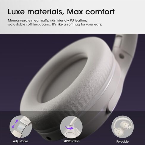 YUMONDEAR Bluetooth Headphones Over Ear, 80H Playtime, HiFi Stereo, 3 EQ | Soft Memory Foam Earpads, Foldable Wireless Headphones, Bluetooth 5.4, ENC Mic, Multipoint Pairing for Home, Office & Travel in Saudi Arabia