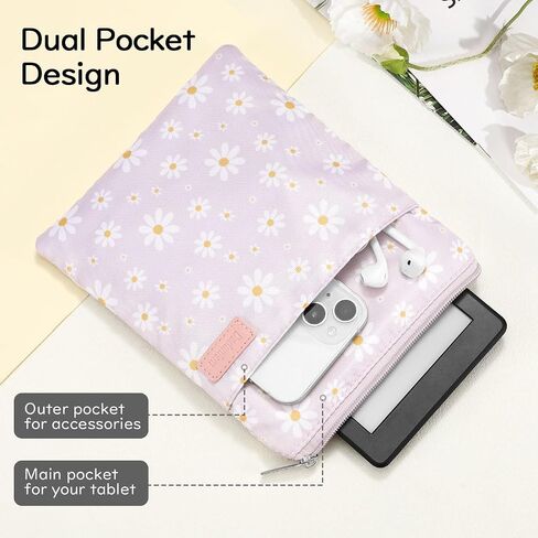 6-7" Sleeve Pouch Carrying Case for 6" Kindle 11th Gen 2024 2022/10th 2019/8th 2016, 6.8" 7" Kindle Paperwhite 12th Gen 2024/11th 2021/10th 2018, Kindle Oasis/Kobo/Tolino eReader, Lightpink in Saudi Arabia
