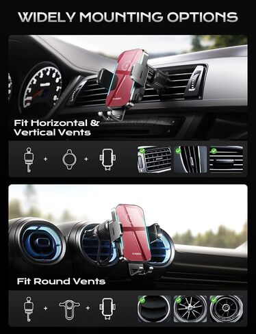 CHGeek Wireless Car Charger, 15W Fast Charging Car Phone Holder Charger Auto-Clamping Air Vent Phone Mount Car Charger with Blue LED Backlit for iPhone 15 14 13 12, Samsung S24 S23 S22, Blue in Saudi Arabia