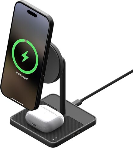 Mous - 2 in 1 Wireless Charger Stand - 15W Qi2 Fast Charging - Matte Black in Saudi Arabia