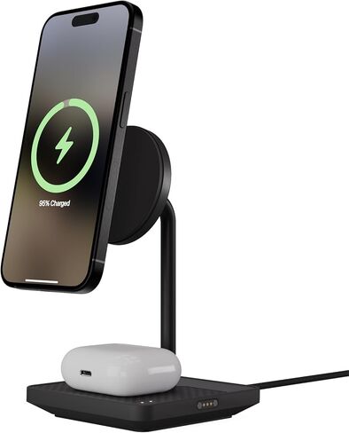Mous - 2 in 1 Wireless Charger Stand - 15W Qi2 Fast Charging - Matte Black in Saudi Arabia