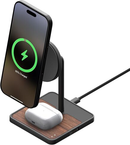 Mous - 2 in 1 Wireless Charger Stand - 15W Qi2 Fast Charging - Matte Black in Saudi Arabia