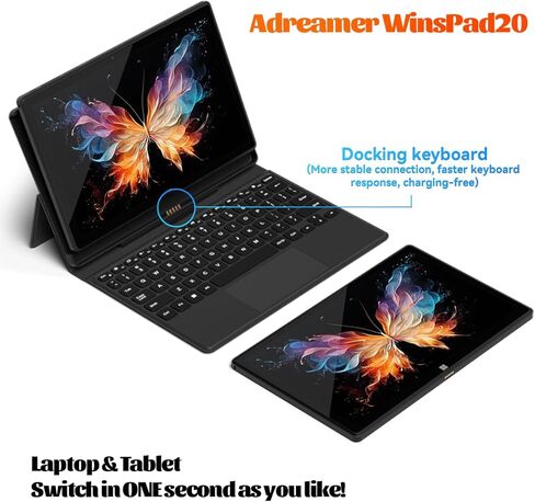 جهاز لوحي ADREAMER Windows 11 بشاشة لمس 10.1 بوصة عالية الدقة، ذاكرة وصول عشوائي 8 جيجابايت + 128 جيجابايت SSD، لوحة مفاتيح قابلة للفصل، Intel N4120، نوع C+USB+HDMI، محمول للعمل والدراسة باستخدام الحاسب الآلي والاستخدام المنزلي in Saudi Arabia