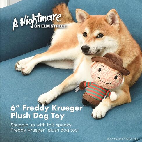 WARNER BROS A Nightmare on Elm Street Horror Movies Freddy Krueger Figure Plush Dog Toy | Medium Dog Toy Nightmare on Elm Street Collection | Squeaky Dog Toy Halloween Dog Chew Toy, 9 Inch in Saudi Arabia