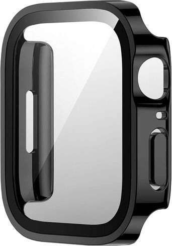 Compatible with Apple Watch Case 46mm, Super Thin PC Plated Bumper Clear Screen Protector Full Cover Shell Shockproof Frame Compatible iWatch Series 10 (Black, 46mm Series 10 (2024)) in Kuwait