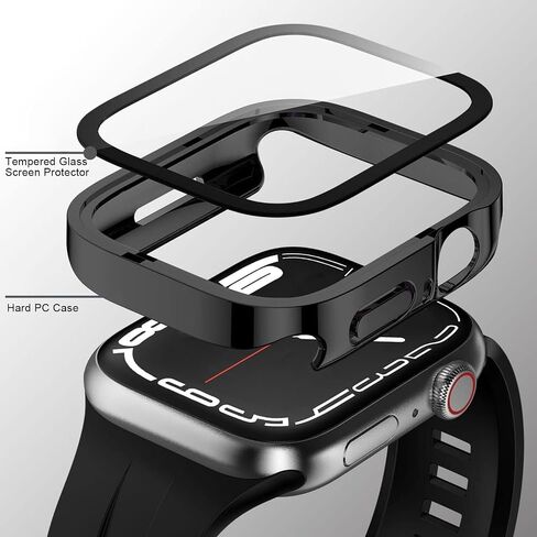Compatible with Apple Watch Case 46mm, Super Thin PC Plated Bumper Clear Screen Protector Full Cover Shell Shockproof Frame Compatible iWatch Series 10 (Black, 46mm Series 10 (2024)) in Kuwait
