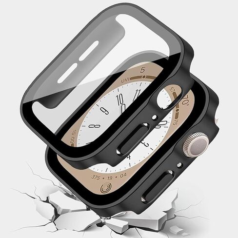 Compatible with Apple Watch Case 46mm, Super Thin PC Plated Bumper Clear Screen Protector Full Cover Shell Shockproof Frame Compatible iWatch Series 10 (Black, 46mm Series 10 (2024)) in Kuwait