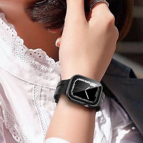 Compatible with Apple Watch Case 46mm, Super Thin PC Plated Bumper Clear Screen Protector Full Cover Shell Shockproof Frame Compatible iWatch Series 10 (Black, 46mm Series 10 (2024)) in Kuwait