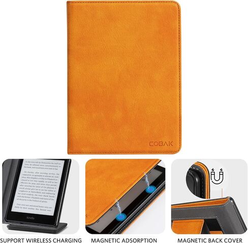 حافظة CoBak مع حامل لجهاز Kindle Paperwhite - غطاء متين من جلد البولي يوريثان مع خاصية التنبيه التلقائي للنوم، وفتحة للبطاقة، وميزة حزام اليد - يناسب جهاز Kindle Paperwhite من الجيل الحادي عشر مقاس 6.8 بوصات إصدار التوقيع 2021 in Saudi Arabia