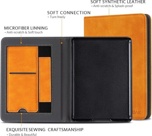 حافظة CoBak مع حامل لجهاز Kindle Paperwhite - غطاء متين من جلد البولي يوريثان مع خاصية التنبيه التلقائي للنوم، وفتحة للبطاقة، وميزة حزام اليد - يناسب جهاز Kindle Paperwhite من الجيل الحادي عشر مقاس 6.8 بوصات إصدار التوقيع 2021 in Saudi Arabia