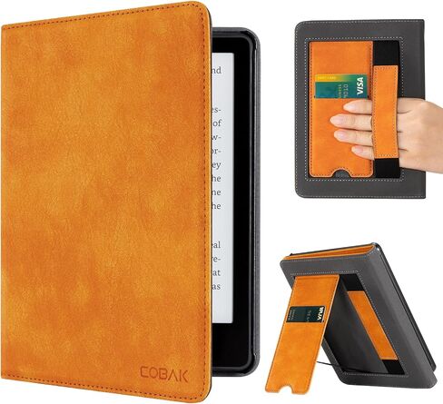 حافظة CoBak مع حامل لجهاز Kindle Paperwhite - غطاء متين من جلد البولي يوريثان مع خاصية التنبيه التلقائي للنوم، وفتحة للبطاقة، وميزة حزام اليد - يناسب جهاز Kindle Paperwhite من الجيل الحادي عشر مقاس 6.8 بوصات إصدار التوقيع 2021 in Saudi Arabia