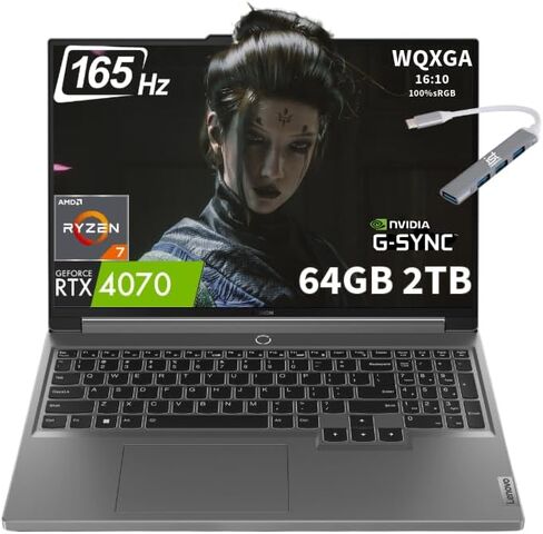 Lenovo Legion 5 Gaming Laptop (16" 2K 165Hz, GeForce RTX 4070 8GB, AMD Ryzen 7 7735HS, 64GB DDR5 RAM, 2TB SSD, (8 Core Beat i7-12700H)) Backlit, Wi-Fi 6E, IST Hub, Win 11 Home, 2024, Storm Grey in Saudi Arabia