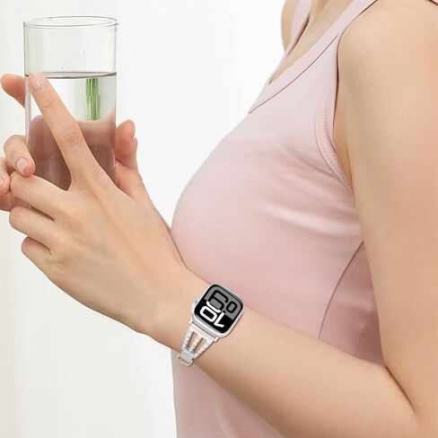 Bling diamond Band Compatible with Apple Watch Bands 38mm 40mm 41mm 42mm 44mm 45mm 46mm 49mm, diamond metal with Glitter Leather Band For iWatch Series 10 9 8 7 6 SE 5 4 3 2 1 Ultra Ultra 2 in Saudi Arabia