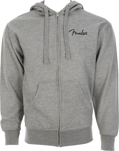 Fender Spaghetti Logo Zip-up Hoodie, Cotton Blended Fleece Jacket, Athletic Gray, Small in Saudi Arabia