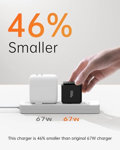 شاحن SELORE USB C، كتلة شاحن سريع 67 وات ومنفذين GaN، شاحن حائط مدمج قابل للطي مع كابل شاحن 100 وات من النوع C لأجهزة MacBook Pro/Air، iPhone 15 14، Apple Watch، iPad Pro، Galaxy S23، Pixel إلخ in Kuwait
