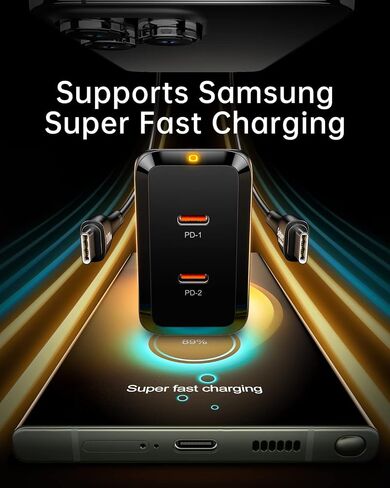شاحن SELORE USB C، كتلة شاحن سريع 67 وات ومنفذين GaN، شاحن حائط مدمج قابل للطي مع كابل شاحن 100 وات من النوع C لأجهزة MacBook Pro/Air، iPhone 15 14، Apple Watch، iPad Pro، Galaxy S23، Pixel إلخ in Kuwait