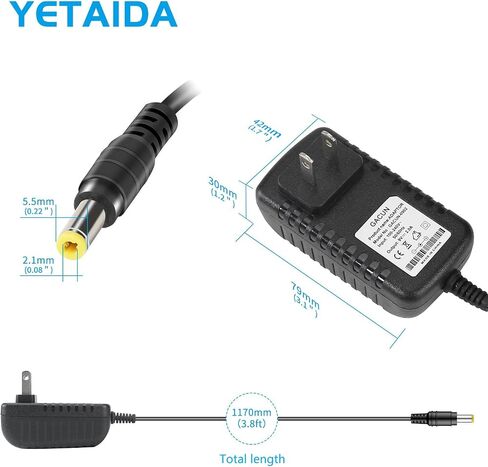 12V 3A Power Supply Adapter, Yetaida Wall Mounted AC 110-240V to DC 12V Transformers, Switching Power Supply for 12V LED Strip Lights,12 Volt 3 Amp Power Adaptor with 5.5 x 2.5mm US Plug in Saudi Arabia