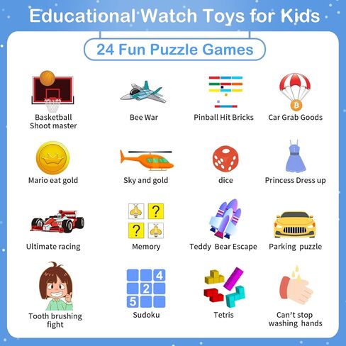Kids Smart Watches Girls, Smart Watch for Kids Toys with 24 Games Camera Video Recorder Music Player Alarm Calculator Calendar Stopwatch Flashlight Pedometer Gifts for Girls Ages 3-12 Years Old in Saudi Arabia