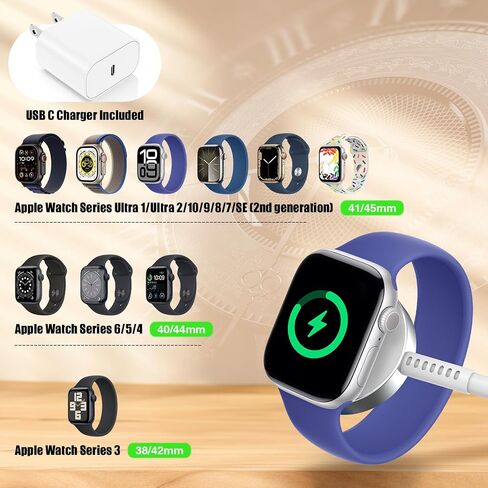 لساعة Apple: شاحن USB-C iWatch السريع - كابل شحن ممتاز بطول 3 أقدام. سلك سلسلة iWatch الفائق لـ SE/9/8/7/6/5/4/3/2/1. مصممة لشحن iWatch السريع والمتسق in Kuwait