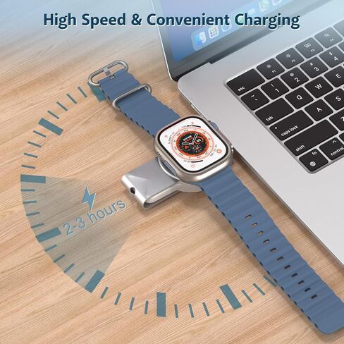 شاحن محمول لساعة Apple، شاحن iWatch 2 في 1 لاسلكي مغناطيسي USB C وUSB A شاحن سفر لاسلكي سريع الشحن متوافق مع iWatch Ultra/Series 9/8/7/6/SE/SE2/5/4/3/2/1 (رمادي) in Kuwait
