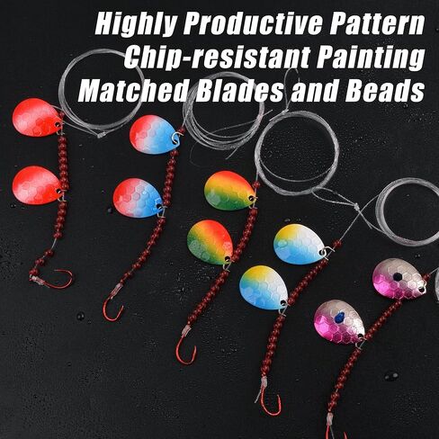 Walleye Spinner Rig,Fishing Lure Rig Crawler Harness Spinner Walleye Rig Kit Live Bait Rig with Colorado Blade Octopus Hooks for Walleye Trout Salmon Saltwater Freshwater in Kuwait