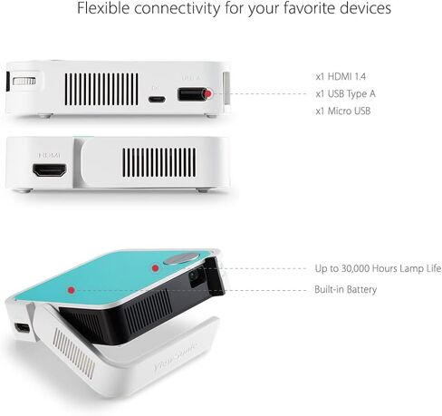 ViewSonic M1 Mini Ultra Portable LED Projector with Auto Keystone, JBL Speaker, HDMI, USB, Stream Netflix with Dongle (M1MINI) in Saudi Arabia