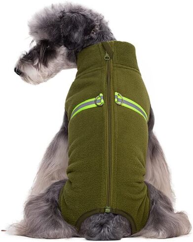 Dog Warm Coat, Polar Fleece Dog Pajamas Bodysuit for Small Medium Dogs Cats Walking Hiking Travel Sleeping, Cold Weather Puppy Vest Clothing, Stand Collar Thermal Doggie Winter Onesie Clothes in Saudi Arabia