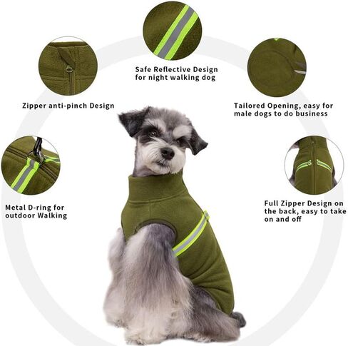Dog Warm Coat, Polar Fleece Dog Pajamas Bodysuit for Small Medium Dogs Cats Walking Hiking Travel Sleeping, Cold Weather Puppy Vest Clothing, Stand Collar Thermal Doggie Winter Onesie Clothes in Saudi Arabia