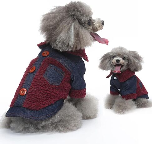 Winter Coats for Large Medium Dogs,Fleece Denim Warm Puppy Jacket for Cold Weather,V-Collar Dog Vest Sweater Clothes in Saudi Arabia