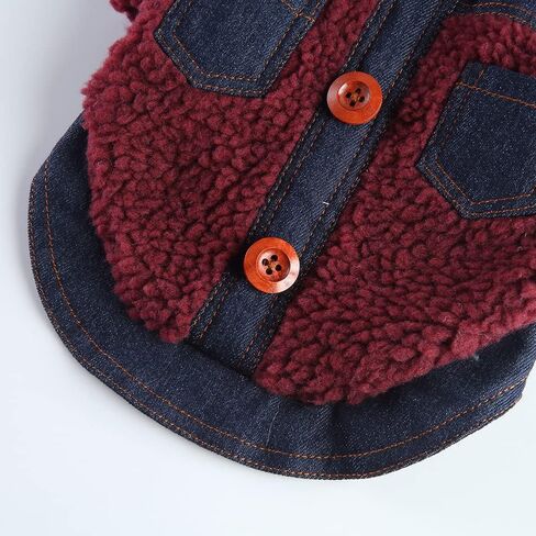 Winter Coats for Large Medium Dogs,Fleece Denim Warm Puppy Jacket for Cold Weather,V-Collar Dog Vest Sweater Clothes in Saudi Arabia