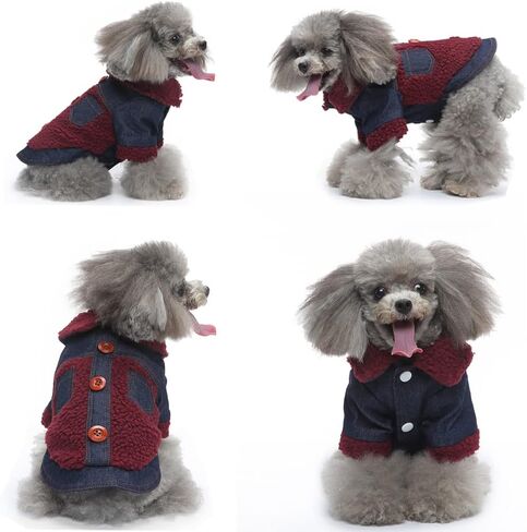 Winter Coats for Large Medium Dogs,Fleece Denim Warm Puppy Jacket for Cold Weather,V-Collar Dog Vest Sweater Clothes in Saudi Arabia