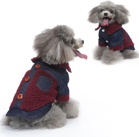 Winter Coats for Large Medium Dogs,Fleece Denim Warm Puppy Jacket for Cold Weather,V-Collar Dog Vest Sweater Clothes in Saudi Arabia