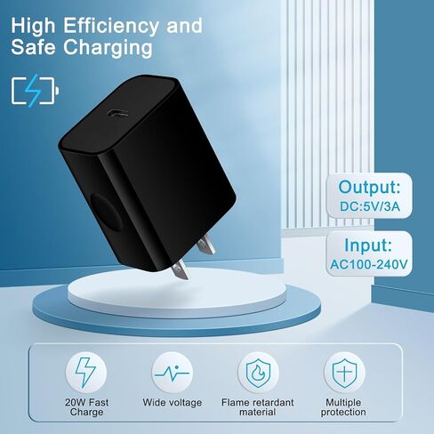 Samsung Charger Fast Charging Block 20W Type C Wall Adapter USB C Android Charger for Samsung Galaxy A16 5G/A15/A35/A55/Z Fold 6/Flip 6/A54/A14/S24 Ultra/S23/S22/S21/S20/S10 Plus/iPhone 16/15/14/13/12 in Saudi Arabia