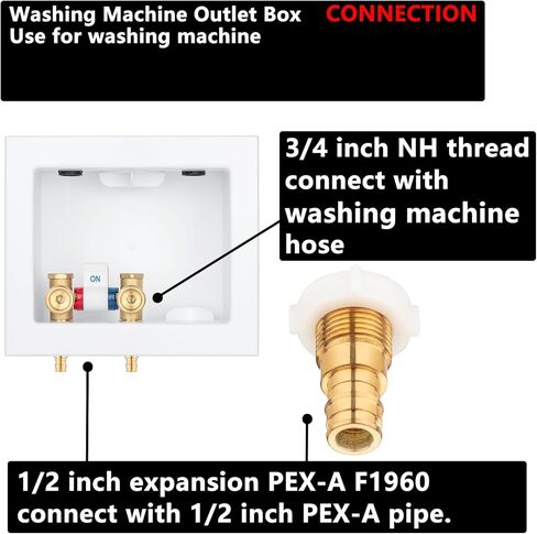 Washing Machine Outlet Box Thread Sweat, Single Control Valve with Stainless Steel Hammer Arrestors, Inlet 1/2 inch NPT Thread or Sweat x Outlet 3/4 inch Male Thread LI-XYJH-611-M in Kuwait